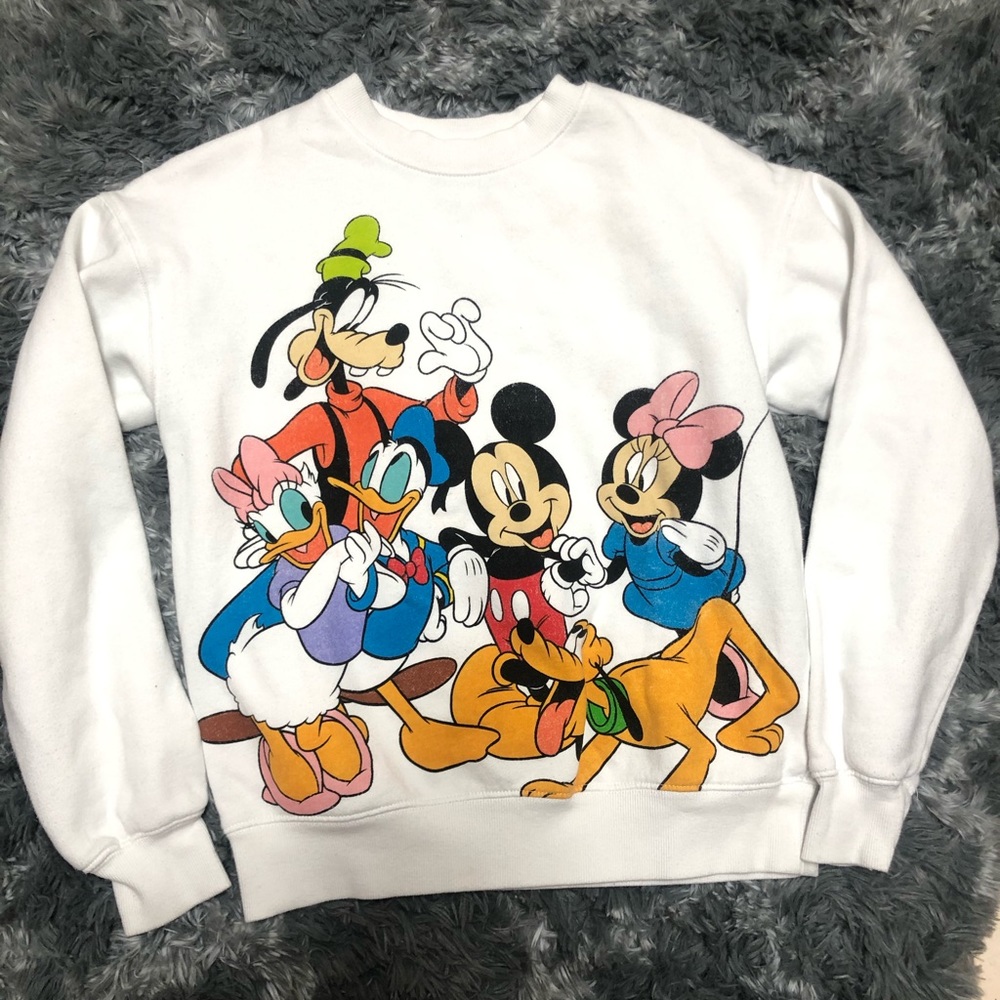 Disney White Sweater with Mickey and Friends